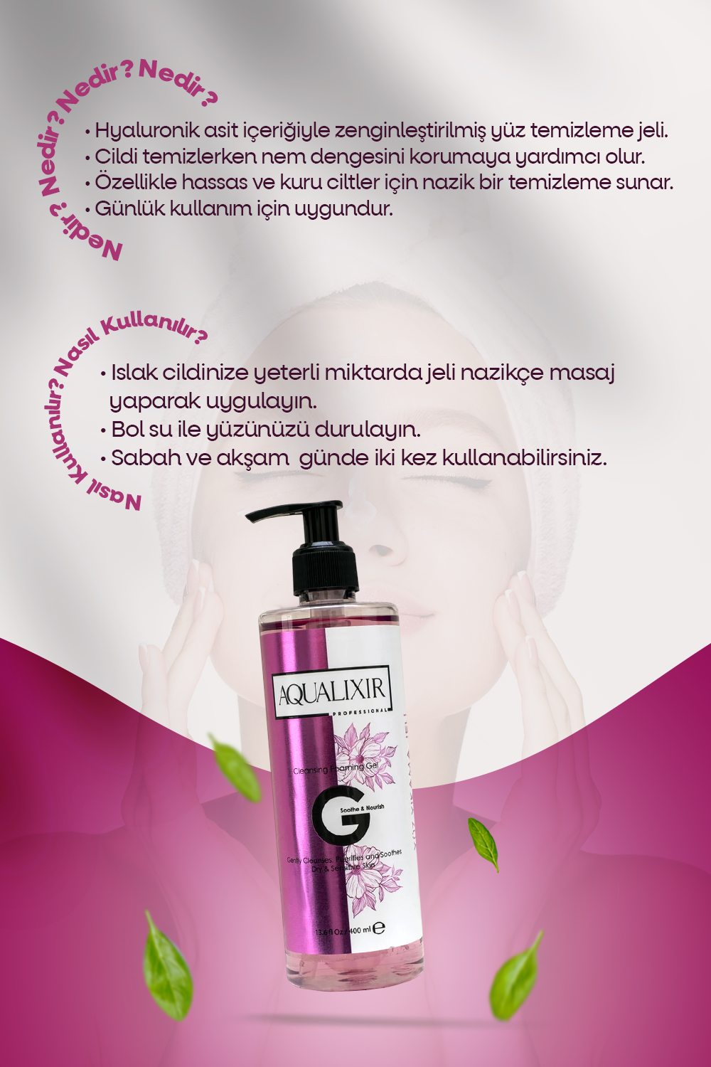 Hyaluronik Asit İçerikli Yüz Temizleme Jeli 400 ML